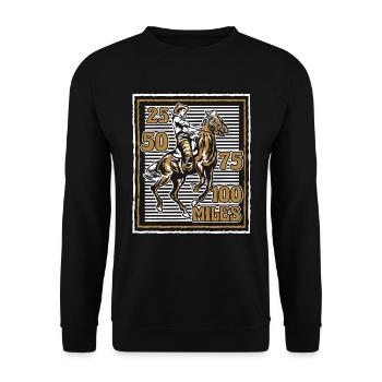 Pferd Reitsport Cowboy Ausdauerreiten - Unisex Pullover - Schwarz - Vorne - Alina (178cm) & Michal (187cm)