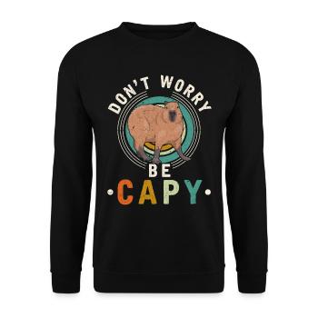 Sympathique amoureux des animaux Happy Capybara - Sweat-shirt Unisexe - noir - Devant - Alina (178cm) & Michal (187cm)