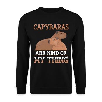 Capybara Lover Frauen Männer Tierliebe - Unisex Pullover - Schwarz - Vorne - Alina (178cm) & Michal (187cm)