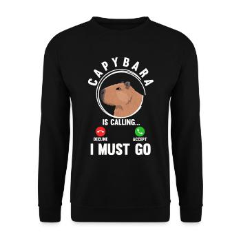 Lustiges Capybara Humorvolle Tierliebe - Unisex Pullover - Schwarz - Vorne - Alina (178cm) & Michal (187cm)