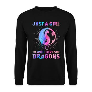 Colorful Dragon Lover Medieval Girl - Unisex Sweatshirt - black - Front - Alina (178cm) & Michal (187cm)