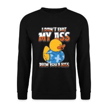 Duck Humor I Didn't Fart My Butt Blew You A Kiss - Unisex Sweatshirt - black - Front - Alina (178cm) & Michal (187cm)