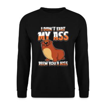 Humour de loutre Je n’ai pas pété mes fesses t’a soufflé un baiser - Sweat-shirt Unisexe - noir - Devant - Alina (178cm) & Michal (187cm)