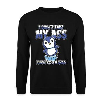 Pingouin Fun Je n’ai pas pété mes fesses t’a soufflé un baiser - Sweat-shirt Unisexe - noir - Devant - Alina (178cm) & Michal (187cm)
