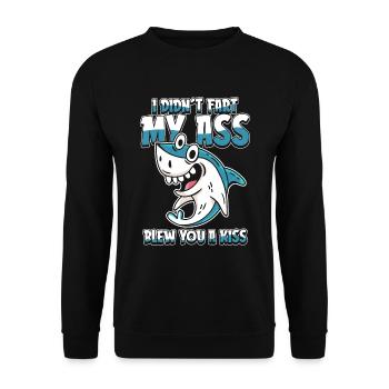 Haifisch Lustig - Unisex Pullover - Schwarz - Vorne - Alina (178cm) & Michal (187cm)