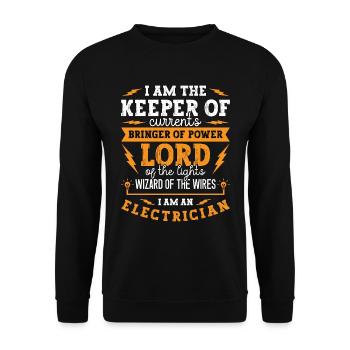 Electronics Repair I Am The Keeper Of Electrical - Unisex Pullover - Schwarz - Vorne - Alina (178cm) & Michal (187cm)