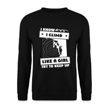 Klettern Kletterer Mädchen - Unisex Pullover - Schwarz - Vorne - Alina (178cm) & Michal (187cm)