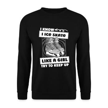 Schlittschuhlaufen Mädchen - Unisex Pullover - Schwarz - Vorne - Alina (178cm) & Michal (187cm)