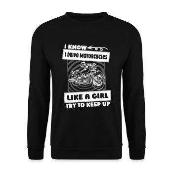 Moto Motard Motocycliste Fille - Sweat-shirt Unisexe - noir - Devant - Alina (178cm) & Michal (187cm)
