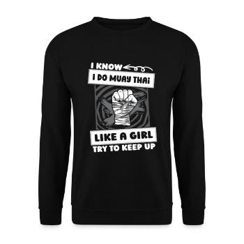 Muay Thai Thai Boxing Girls - Unisex Sweatshirt - black - Front - Alina (178cm) & Michal (187cm)