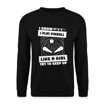 Pinball Mädchen - Unisex Pullover - Schwarz - Vorne - Alina (178cm) & Michal (187cm)