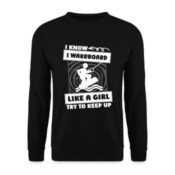 Wakeboard Wakeboarder Mädchen - Unisex Pullover - Schwarz - Vorne - Alina (178cm) & Michal (187cm)