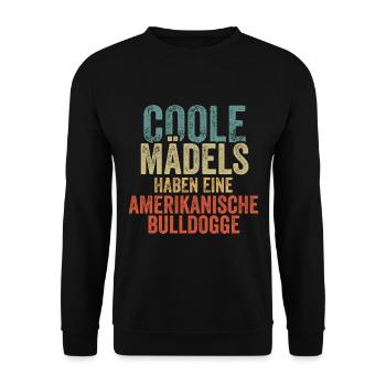 Amerikanische Bulldogge - Unisex Pullover - Schwarz - Vorne - Alina (178cm) & Michal (187cm)