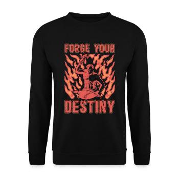 Forging Forge Your Destiny Iron Worker Blacksmiths - Unisex Pullover - Schwarz - Vorne - Alina (178cm) & Michal (187cm)