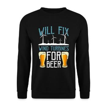 Wind Turbine Tech Will Fix Wind Turbines Windmill - Unisex Pullover - Schwarz - Vorne - Alina (178cm) & Michal (187cm)