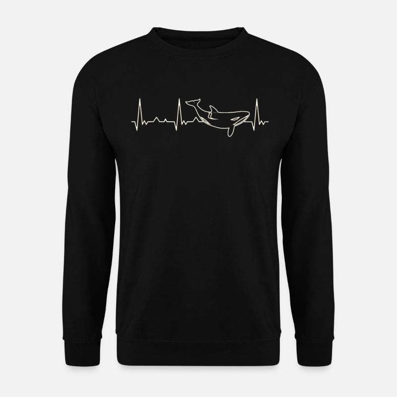 Orka. Herz. Liebe. Ekg. Impuls. Schlagen. - Unisex Pullover - Schwarz
