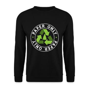 Recycling Paper Only Climate Change Reuse Recycler - Unisex Pullover - Schwarz - Vorne - Alina (178cm) & Michal (187cm)