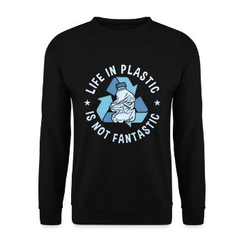 Recycling Life In Plastic Is Recycle Bin Recycler - Unisex Sweatshirt - black - Front - Alina (178cm) & Michal (187cm)