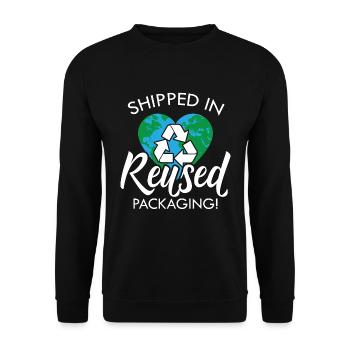 Recycling Shipped In Reused Eco Friendly Recycler - Unisex Pullover - Schwarz - Vorne - Alina (178cm) & Michal (187cm)
