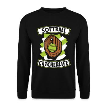 Softball Fänger - Unisex Pullover - Schwarz - Vorne - Alina (178cm) & Michal (187cm)
