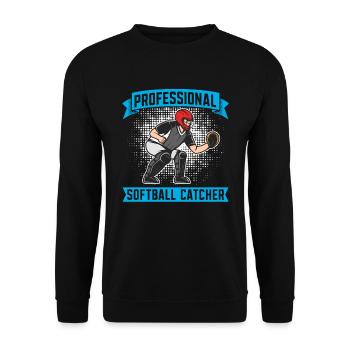 Softball Fänger - Unisex Pullover - Schwarz - Vorne - Alina (178cm) & Michal (187cm)