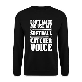 Softball Fänger - Unisex Pullover - Schwarz - Vorne - Alina (178cm) & Michal (187cm)