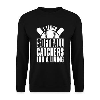 Softball Fänger - Unisex Pullover - Schwarz - Vorne - Alina (178cm) & Michal (187cm)