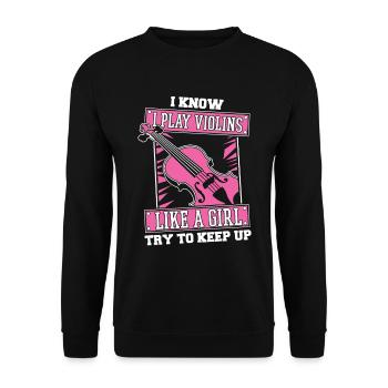 Violon Violon Drôle - Sweat-shirt Unisexe - noir - Devant - Alina (178cm) & Michal (187cm)