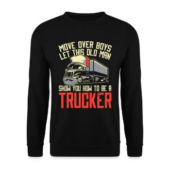 Lkw Fahrer Trucker Lastwagenfahrer Deckel - Unisex Pullover - Schwarz - Vorne - Alina (178cm) & Michal (187cm)
