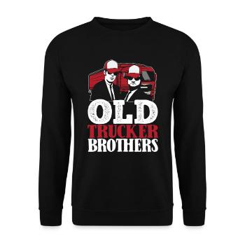 Lkw Fahrer Trucker Lastwagenfahrer Bruder - Unisex Pullover - Schwarz - Vorne - Alina (178cm) & Michal (187cm)