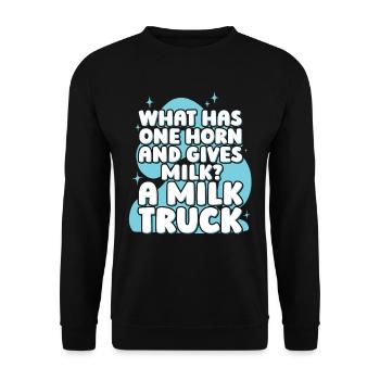 Kuh Milch Lustig Milchwagen - Unisex Pullover - Schwarz - Vorne - Alina (178cm) & Michal (187cm)