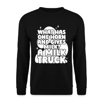 Camion de lait de vache drôle - Sweat-shirt Unisexe - noir - Devant - Alina (178cm) & Michal (187cm)