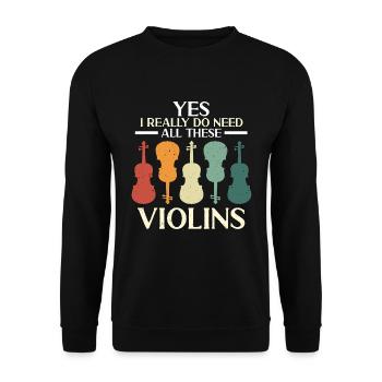 Violin I Really Do Need Retro Music Note Violinist - Unisex Sweatshirt - black - Front - Alina (178cm) & Michal (187cm)