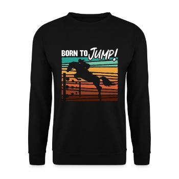 Show Jumping Born To Jump Retro Equine Show Jumper - Unisex Sweatshirt - black - Front - Alina (178cm) & Michal (187cm)