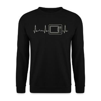 Microwave. Heart. Love. EKG. Pulse. Beat. - Unisex Sweatshirt - black - Front - Alina (178cm) & Michal (187cm)