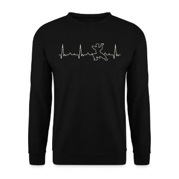 Kampfkunst. Herz. Liebe. Ekg. Impuls. Schlagen. - Unisex Pullover - Schwarz - Vorne - Alina (178cm) & Michal (187cm)