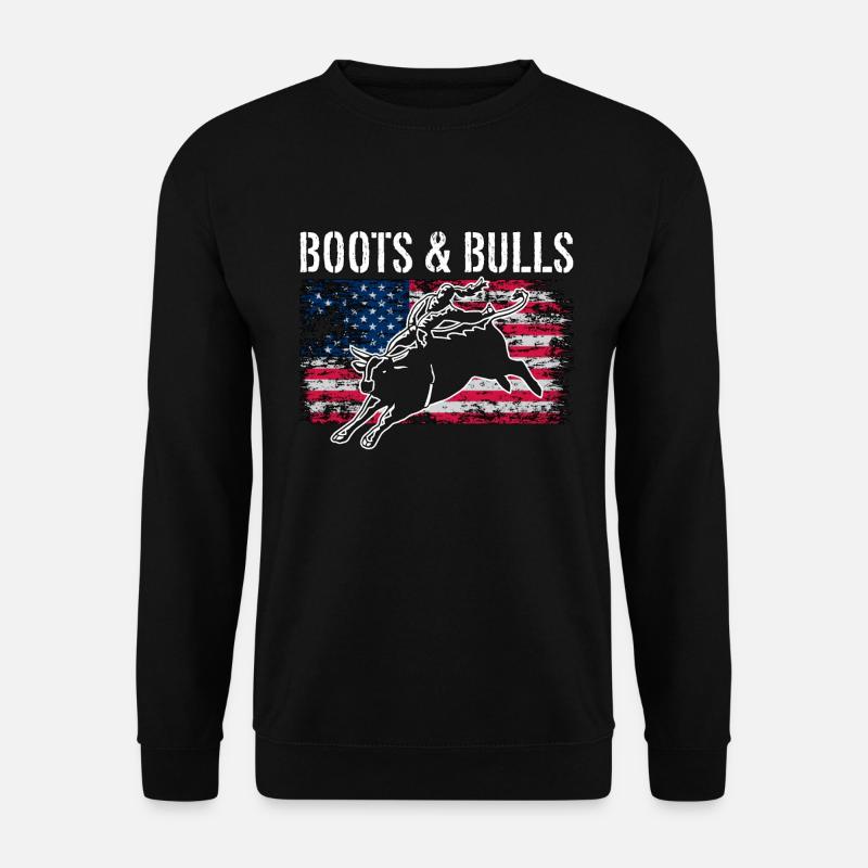 Bull Riding Boots & Bulls Rodeo Cowboy Bull Rider - Unisex Pullover - Schwarz