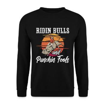 Bull Riding Ridin Bulls And Retro Rodeo Bull Rider - Unisex Pullover - Schwarz - Vorne - Alina (178cm) & Michal (187cm)