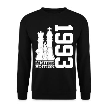 33. GEBURTSTAG SCHACH LIMITED EDITION 1993 - Unisex Pullover - Schwarz - Vorne - Alina (178cm) & Michal (187cm)