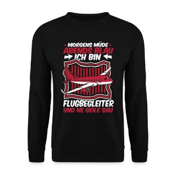 Flugbegleiter Stewardess - Unisex Pullover - Schwarz - Vorne - Alina (178cm) & Michal (187cm)