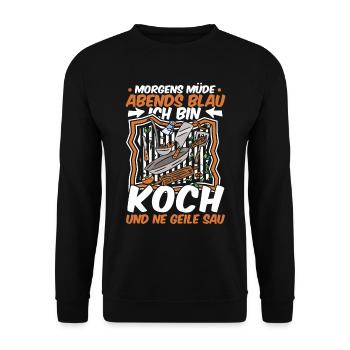 Koch Kochen Morgens Müde Abends Blau - Unisex Pullover - Schwarz - Vorne - Alina (178cm) & Michal (187cm)