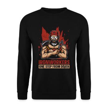 Ironworkers One Step From Death Metalworker Welder - Unisex Sweatshirt - black - Front - Alina (178cm) & Michal (187cm)