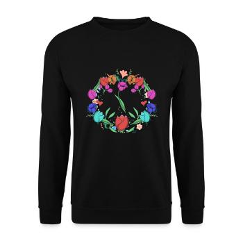 Tulip wreath Tulips - Unisex Sweatshirt - black - Front - Alina (178cm) & Michal (187cm)