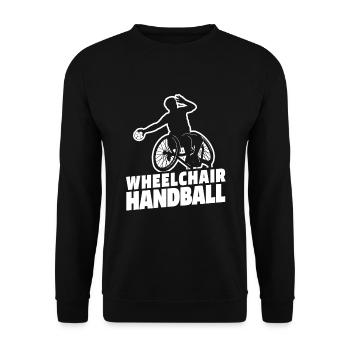 Handball Handballer Rollstuhl - Unisex Pullover - Schwarz - Vorne - Alina (178cm) & Michal (187cm)