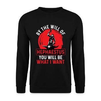 Forging By The Will Of Hephaestus You Metalworker - Unisex Sweatshirt - black - Front - Alina (178cm) & Michal (187cm)