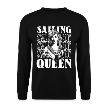 Segeln Segler Segelboot Königin - Unisex Pullover - Schwarz - Vorne - Alina (178cm) & Michal (187cm)