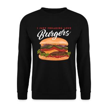 Hamburg Fast Food | Burger Fast Food Gift - Unisex Sweatshirt - black - Front - Alina (178cm) & Michal (187cm)