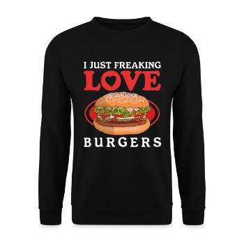 Hamburg Fast Food Fast Food Burger Gift - Unisex Sweatshirt - black - Front - Alina (178cm) & Michal (187cm)