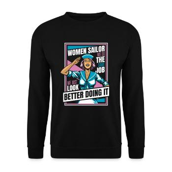 Segeln Segler Segelboot Weiblich - Unisex Pullover - Schwarz - Vorne - Alina (178cm) & Michal (187cm)