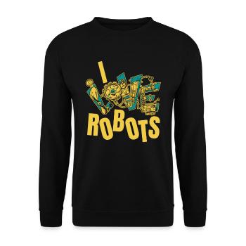 Robotique Ai Robot Drôle J’aime les robots - Sweat-shirt Unisexe - noir - Devant - Alina (178cm) & Michal (187cm)